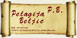 Pelagija Beljić vizit kartica